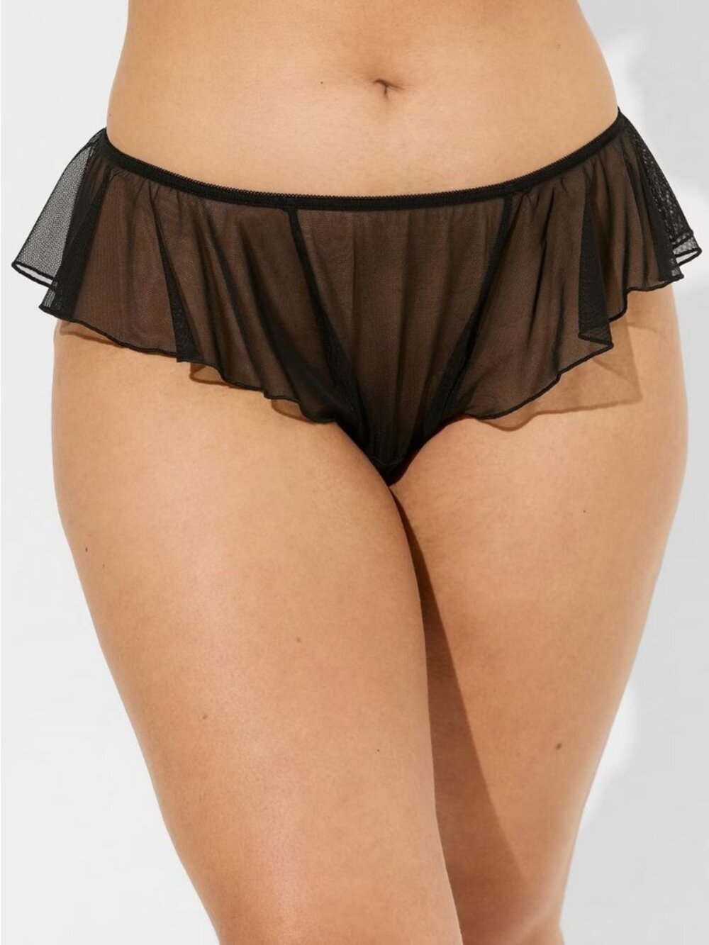 Playful Mesh Thong Panty (Rich Black, Size 2)